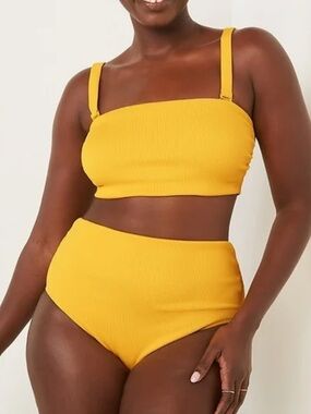 Old Navy Ribbed Yellow 2 Piece Swim Suit Sz 2X NWOT